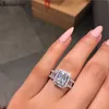 Choucong Hot Sale Stunning Luxury Smycken Real 925 Sterling Silver Princess Cut Vit Topaz CZ Diamant Eternity Wedding Band Ring för kvinnor