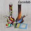 10.5 "vidrio bong vaso de precipitados bongs tubería de agua plataformas petroleras tuberías de agua burbujeador de vidrio con herramienta dabber esteras de silicona contenedor de aceite