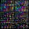 Holographic Nail Art Foil Transfer Stickers Geometric Flame Dandelion Panda Bamboo Holo Nails Sticker Water Slide Decals 4*100cm/Roll