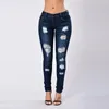 2020 New Black Jeans Woman High Waist Fashion Button Zipper Pocket Hole Pants Slim Skinny Ripped Jeans Denim Casual Femme