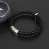 Mode Männlichen Leder Armband Silber Schmuck Matte Achat Stein Perlen Armband Edelstahl Magnetische Haken Männer Handgelenk Geschenke