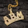 Hip Hop Iced Out Diamond Letter ABM Pendant Gold Silver Plated Micro Paved Cubic Zircon Mens Hip Hop Smycken Gift