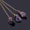 Multi Color Handmade Irregular Amethyst Citrine Wire Wrapped Pendant Necklace Women Natural Stone Crystal Quartz Fluorite Necklaces WCW080