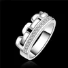 EPACKET DHL покрытый стерлинговым серебро геометрическим кольцом циркона DHSR602 US Размер 7; Мода женская 925 серебряная тарелка три каменных кольца ювелирных изделий
