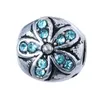 高品質の花のシルバービーズチャームクリップクリップ安全ストッパースペーサービーズフィットPandoraブレスレットバングル