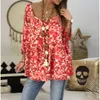Kobiety Bluzki 2019 Lato Vintage Floral Print Boho Bluzka wakacyjna 3/4 Rękawę Loose T Shirt Tops Plus Rozmiar 5xl