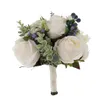 Gorgeous Wedding Silk White Bouquet Rose Blueberry Wedding Bridal Bouquet Hand Holding Flowers Or Decorate Restaurant Home