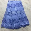 5 yards / pc Populaire Royal Blue Afrikaanse katoenen stof bloem borduurwerk Zwitserse voile droge kant voor kleding BC87-1