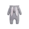 The Infant Child Big Ear Rabbits Conjoined Hooded Zipper Climb Clothes