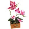 Ogród Sztuczny Drewno Dulka Desktop Craft Mini Jedwab Kwiat Home Decoration Display Office Simulation Bonsai Butterfly Orchid Prezent