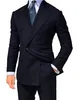 Vente chaude Black Groom Tuxedos Slim Fit Double Breasted Peaked Lapel Groomsmen Meilleur Homme Hommes Costumes De Mariage (Veste + Pantalon + Cravate)