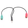 braided 3.5mm 1 male to 2 female Audio aux cable splitter cable Y Splitter Aux entension cable for laptop pc cellphone headphone