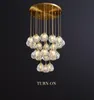 American Crystal Ball Led Chandelier Luz Luminária Luxo Villa Escadaria Cristal Pingente Lâmpada Pingente para sala de estar Home Lustres