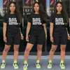Kadınlar Casual Sport Kısa Kollu BODYCON Kısa Pantolon Eşofman Kıyafet tişörtleri KKA7965 için Siyah Hayatlar Matter 2 Adet Kıyafetler Kısa Setleri