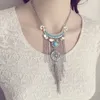 Bohem Uzun Püskül kolye Kadınlar Boho Gypsy Para Turkuaz Tablosu NecklacesPendants Moda Türk Takı Collier Femme