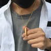 Collana da uomo con ciondolo a forma di proiettile in acciaio inossidabile in gioielli con creazione di urna e cenere color oro PN-899246t
