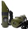 7 em 1 Sobrevivência Whistle multifuncional ferramenta de sobrevivência ao ar livre lanterna de lanterna de tocha de tocha de tocha de toche