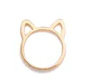 Kvinnor 925 Silverringar Simple Cute Cat Ear Design Finger Ring Svart Förgylld Katt Smycken Presentkort