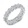 Vecalon luxo eterno anel de banda eterna 925 prata esterlina bijou diamante cz promessa anéis de casamento para mulheres nupcial festa presente