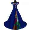 Мода Лоскутное Длинное Машиновое Аппликовое Платье Базин Ричень Африканские Платья для Женщин Партия Вестидос Африканская Одежда WY372