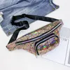 Cool glanzend Fanny pack hiphop dames heuptas nieuwe geruite mode borsttas portemonnee318p