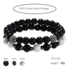 Charm Bracelets White Black Beads Couple Bracelet Accessories Men Braclets 2Pcs/Set CZ Ball Erkek Bileklik Jewelry Mens For Women1