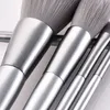 Pro 10pcs Makeup Brushes Kit Silver Färg för lös pulver Blush Ögonskugga Kosmetika Mjuk nylon Hårborste DHL Gratis