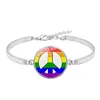 New Arrival Gay Lesbian Pride Rainbow Sign Bracelets For Wome Mens Fashion Glass charm bracelet Bangle Friendship LGBT Jewelry in Bulk