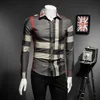 Burberies Burbreries Burberniness New Mens Tops Plaid LongSleeved Shirts European Station Spring and Autumn Personality AllMatch Fashion Casual Trend Shi Kyr0