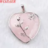 WOJIAER amour coeur gemme pierre colliers pendentif naturel Rose Quartz pierre breloques Style bohème femmes bijoux N3185