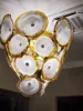 Lâmpada Dubai Gold Flower Chandeliers Luz LED Saving Luzes Personalizado Murano Placas de Vidro Lâmpadas Casa Decoração Fayer Candelabro de Cristal