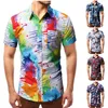 Homens Casuais Camisas Mens Colorido Splatter Padrão Padrão Imprimir Camisa Slim Fit Manga Curta Chemise Homme Moda Splash Tinta Homens