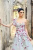 Tony Chaaya 2019 Blumen-Abschlussballkleider, 3D-Blumenapplikation, Spitze, One-Shoulder-Abendkleider, Perlen, luxuriöses langes formelles Kleid