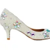 Artisanat chaton talon chaussures de mariage ivoire perle Banquet chaussures de fête de bal strass chaussures de mariée bout rond robe formelle talons