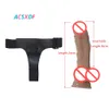 ACSXDF Big Dildos Strapon Huge Dildo Strap on Realistic Soft Penis Suction Cup Harness Leather Pants Sex Toy for Lesbian Women