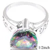 LuckyShine 6 stks / partij Valentijnsdag Sieraden Gift Mooie Hartgekleurde Mystic Topaz Gemstone 925 Sterling Verzilverd Dames Ring