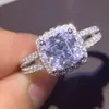 Choucong Unika Lyxsmycken Äkta 925 Sterling Silver Multi Style Ring Vit Topaz CZ Diamant Ädelstenar Kvinnor Bröllopsring för älskare