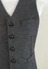 灰色の新郎のベストウールヘリンボーントゥイードベストスリムフィットメンズスーツのためのメンズスーツのためのメンズスーツテーラー