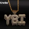 Uwin Crown Initial Letter Pendant Halsband Customzie Bubble Initial Brev Guld Silver Rose Guld Färg Ord Namn OEM Länk J190713