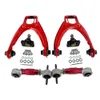 PQY - Front Upper Control Braccio Tube Camber Kit per 96-00 Civic LX DX EK EJ Tubular + 92-00 Arms Regolabile Camber Posteriore RED PQY-9871R + 9851R