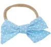 Baby blommig hårband stora båge nylon huvudband flicka boutique checker blommig tryckt hårklämma fast polka dot elastiska baby tillbehör lsk43