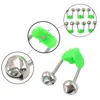 100pcslot Fishing Bite Alarms Fishing Rod Bell Rod Clamp Tip Clip Bells Ring Green ABS Fishing Accessory Outdoor Metal5373469