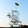 9 pouces coloré beignet fendu perc verre bong double recycleur bongs en verre tonus huile dab rigs pommeau de douche percolater conduites d'eau 14mm rejoindre