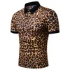 Atacado camisetas masculinas de grife roupas de verão street wear estampa de leopardo moda polos de algodão gola virada para baixo camiseta masculina plus size