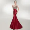 Vestidos De Cetim Longos Prom Vestidos Elegantes 2019 Sereia Frisado Top De Cristal Backless Vestido de Noite Formal Vestido de Festa Robe De Soiree