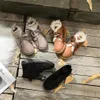 Vente chaude-Femmes plus chaudes randonnée en peluche semelle intérieure bottes de neige mode talon plat bottes à tête ronde à lacets chaud sur bord chaussures d'hiver en peluche courte