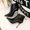 Hot Sale- Pointed Toe Sexy High Heels Ankle Boots For Women Autumn Spring Fashion Party Dress Thin Heel Short Boots Shoes