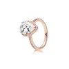 Tear Drop CZ Diamond 925 Silver Wedding Ring Originalbox för Pandora 18K Rose Gold Water Drop Rings Set för kvinnor