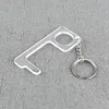 Akryl Nyckelringar Dörröppnare Non-Touch Hiss Knapp Verktyg Bärbara Metal Keyrings Ringar Pendant Key Holder Bil Nyckelringar Tillbehör