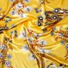 2018 Good quality new simulation silk scarf female 90cm yellow gerbera print square towel small gifts satin women printing shawl3435761